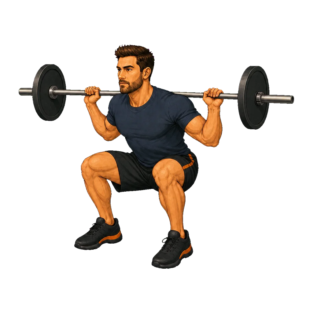 Barbell Back Squat, drawn