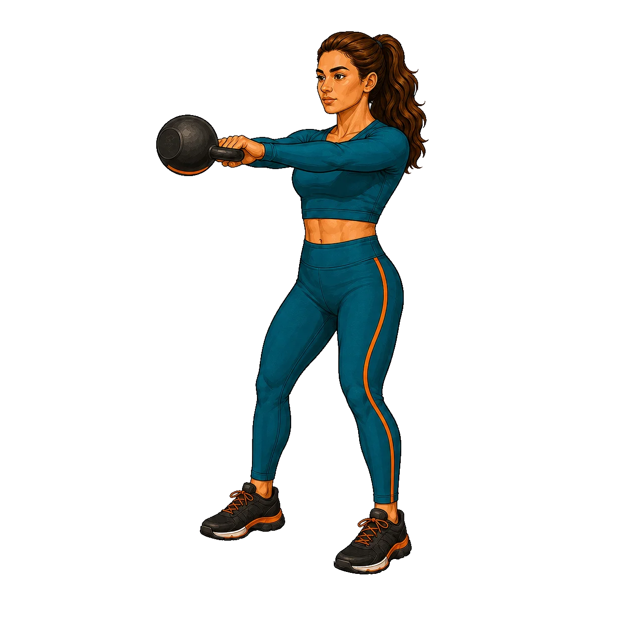 Kettlebell Swing, drawn